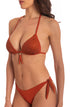 Push-Up Triangel-Bikini mit Swarovski-Kristallen und Tribal-Muster in Gold